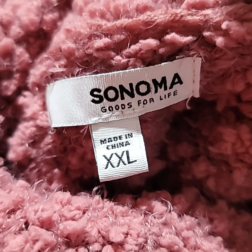 SONOMA XXL Mauve Cowlneck Long Sleeve Fair Isle Sherpa Comfy Cozy Sweater Top - Picture 3 of 13